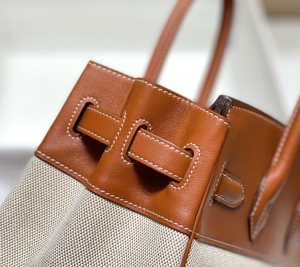 Hermès Birkin 30 Bag Toile Gold Swift Leather