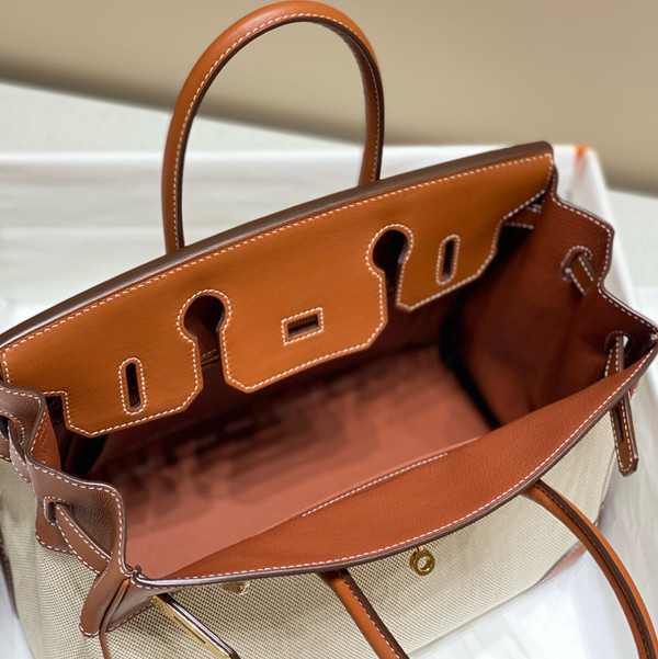 Hermès Birkin 30 Bag Toile Gold Swift Leather