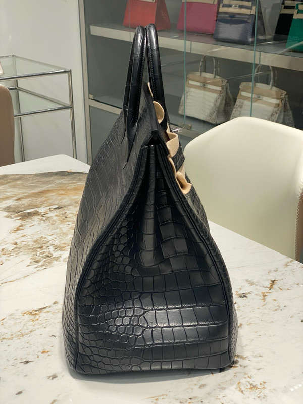 Hermes Black Birkin 40 in Porosus  Crocodile with Palladium hardware