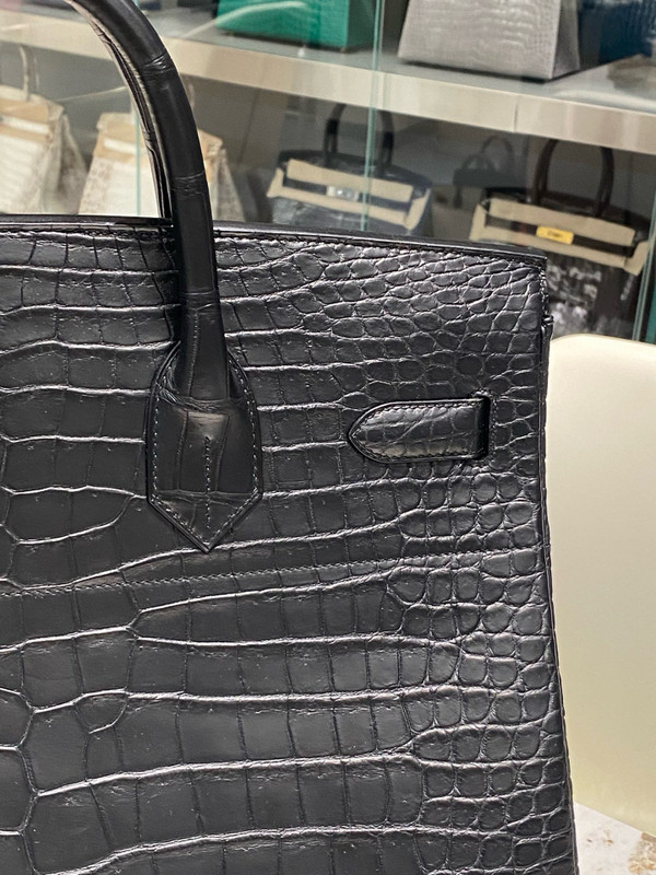 Hermes Black Birkin 40 in Porosus  Crocodile with Palladium hardware