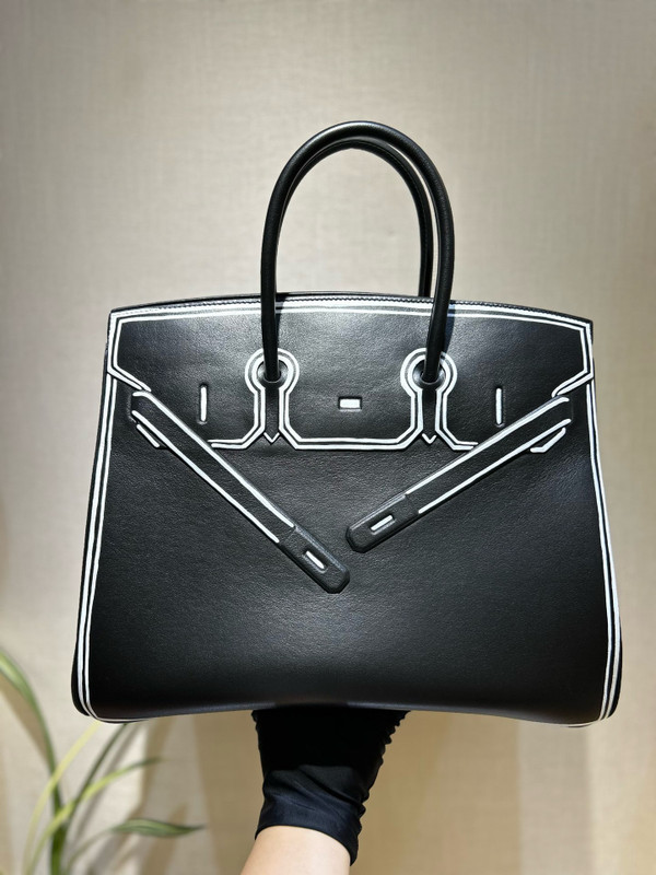 HERMÈS SHADOW BIRKIN 35 BLACK JPG EVERCALF LEATHER "INVERSE SHADOW"