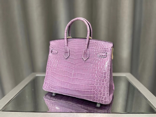 Hermès Birkin 25 Lavender Shiny Crocodile Niloticus Palladium Hardware
