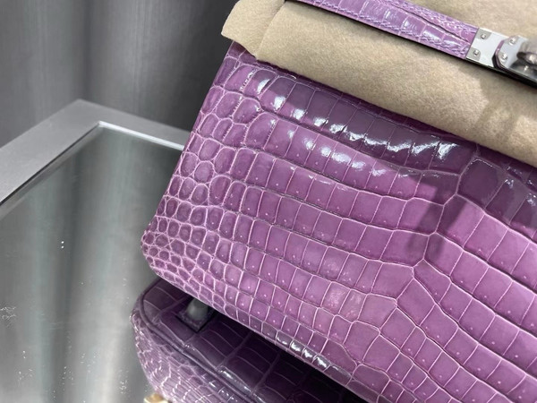 Hermès Birkin 25 Lavender Shiny Crocodile Niloticus Palladium Hardware