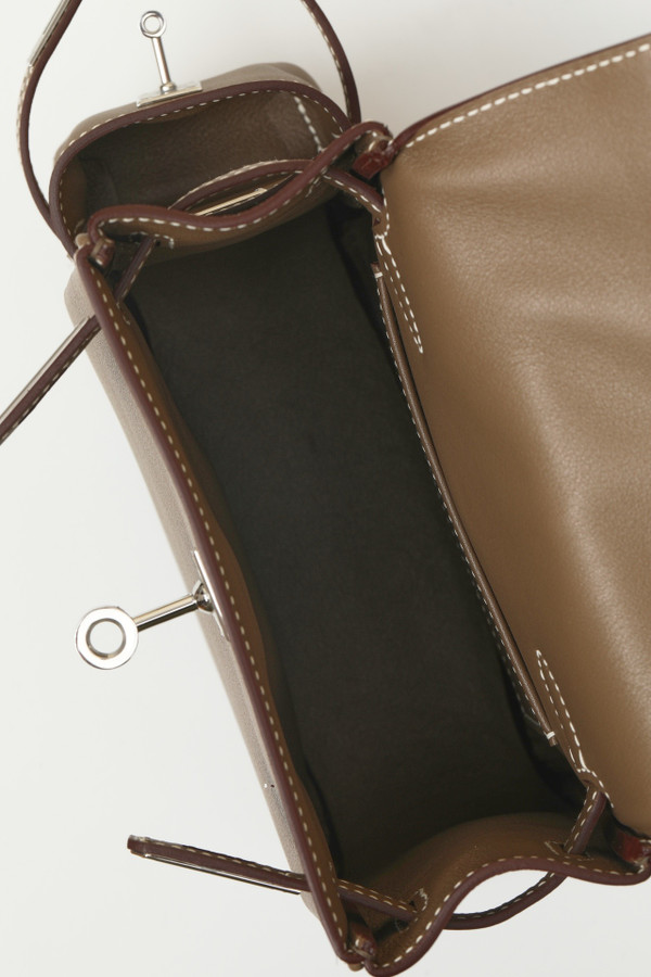 HERMÈS KELLY JUMP BAG ETOUPE SWIFT LEATHER  PALLADIUM HARDWARE