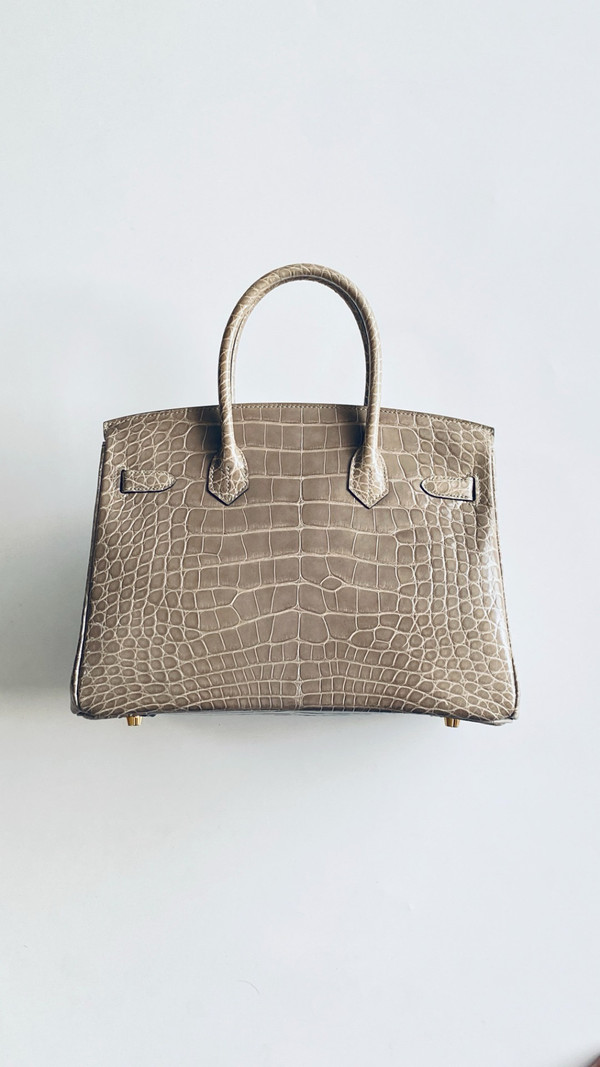 HERMES BIRKIN 30 BAG GRIS TOURTERELLE ALLIGATOR GOLD HARDWARE