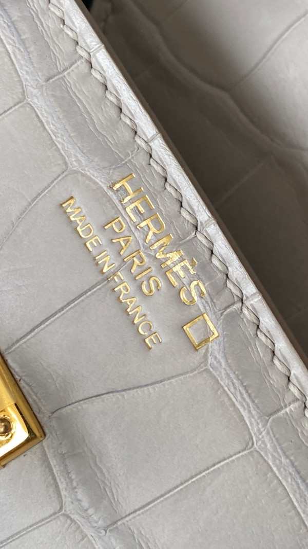 HERMES BIRKIN 30 BAG GRIS PEREPE ALLIGATOR GOLD HARDWARE