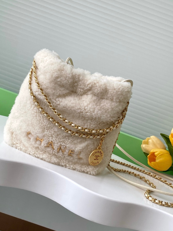 Chanel FALL-WINTER 2024/25   CHANEL 22 MINI HANDBAG   Shearling Lambskin