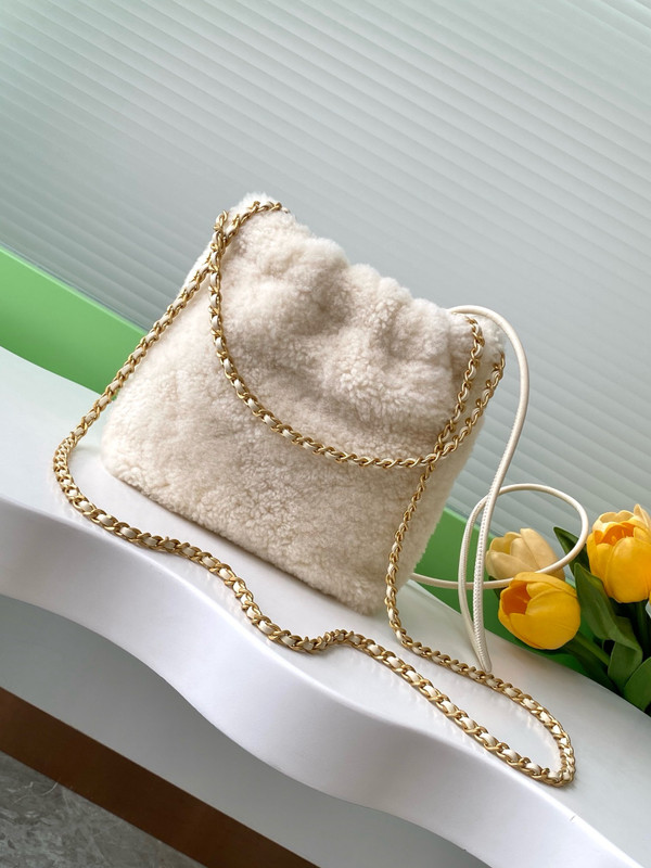 Chanel FALL-WINTER 2024/25   CHANEL 22 MINI HANDBAG   Shearling Lambskin