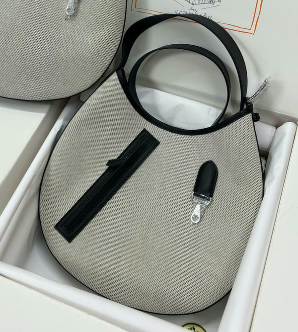 Hermès Beige Écru Toile and Black Swift Arcon Bag Palladium Hardware