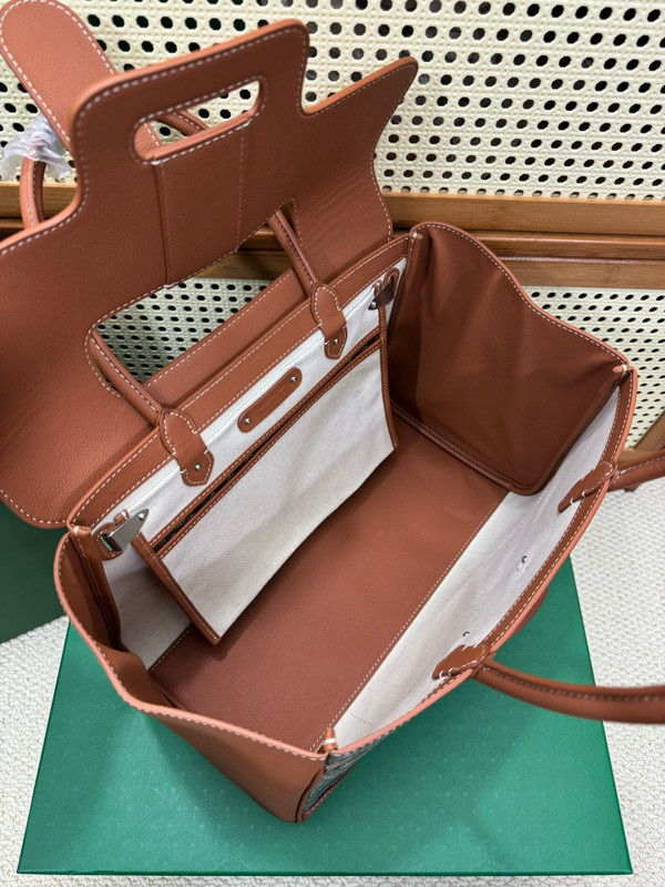 Goyard Saigon Tote Black and Tan Goyardine Canvas Palladium Hardware