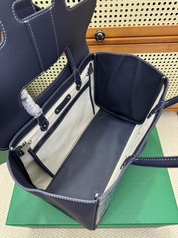 Goyard Saigon Tote Blue Goyardine Canvas Palladium Hardware