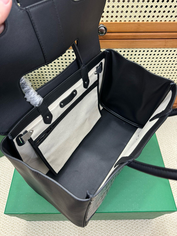 Goyard Saigon Tote Black Goyardine Canvas Palladium Hardware