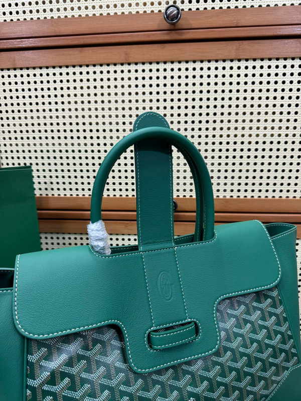 Goyard Saigon Tote Green Goyardine Canvas Palladium Hardware