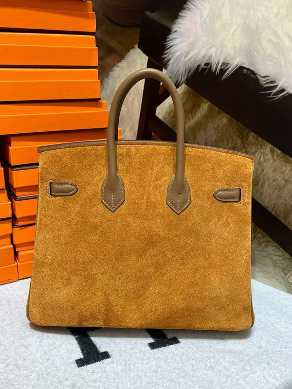 HERMÈS BIRKIN 25 GOLD VEAU DOBLIS SUEDE AND SWIFT LEATHER WITH GOLD HARDWARE