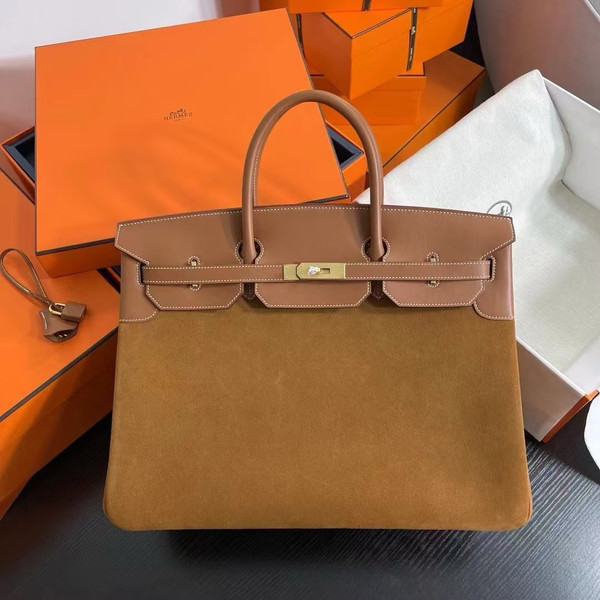 HERMES LIMITED EDITION SUEDE BIRKIN 30 BAG RARE GOLD DOBLIS GOLD HARDWARE