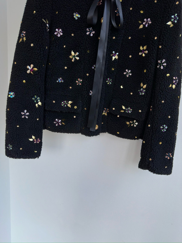 Chanel FALL-WINTER 2024/25  JACKET  Fantasy Cashmere & Silk Fur  Black & Multicolor