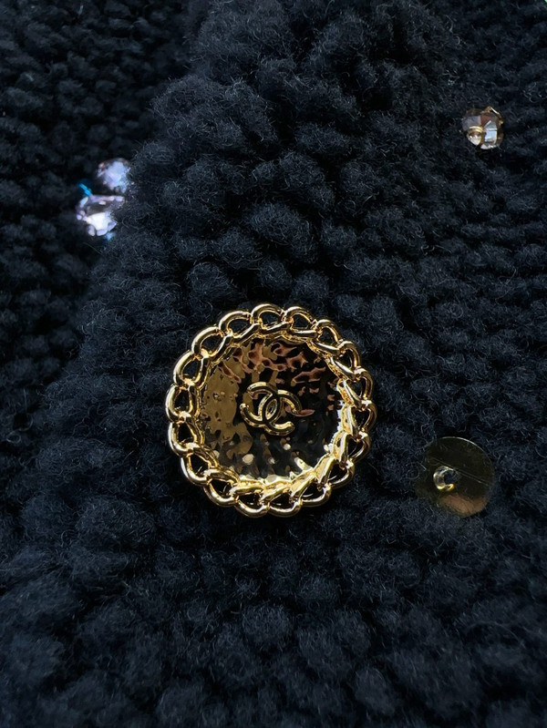 Chanel FALL-WINTER 2024/25  JACKET  Fantasy Cashmere & Silk Fur  Black & Multicolor