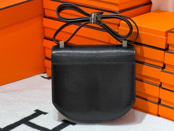 Hermès Ombre Shiny Black Lizard Mosaique Au 24-17 with Palladium Hardware