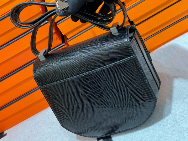 Hermès Ombre Shiny Black Lizard Mosaique Au 24-17 with Palladium Hardware