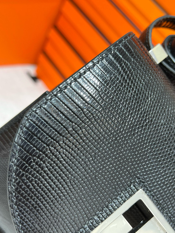 Hermès Ombre Shiny Black Lizard Mosaique Au 24-17 with Palladium Hardware