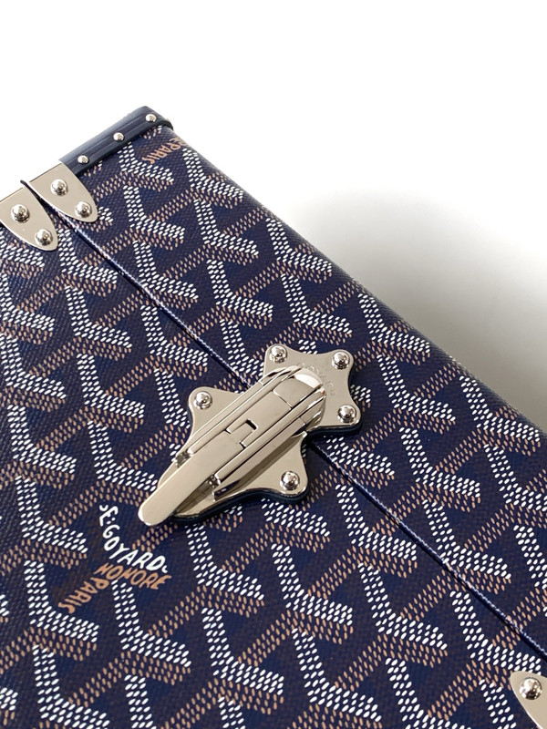 Goyard Goyardine Dark Blue Cassette Trunk Clutch/Shoulder Bag Palladium Hardware