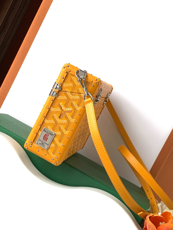 Goyard Goyardine Yellow Cassette Trunk Clutch/Shoulder Bag Palladium Hardware