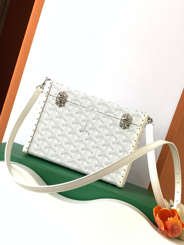 Goyard Goyardine Silver Cassette Trunk Clutch/Shoulder Bag Palladium Hardware