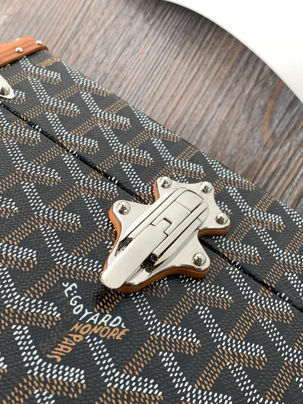 Goyard Goyardine Black&Tan Cassette Trunk Clutch/Shoulder Bag Palladium Hardware
