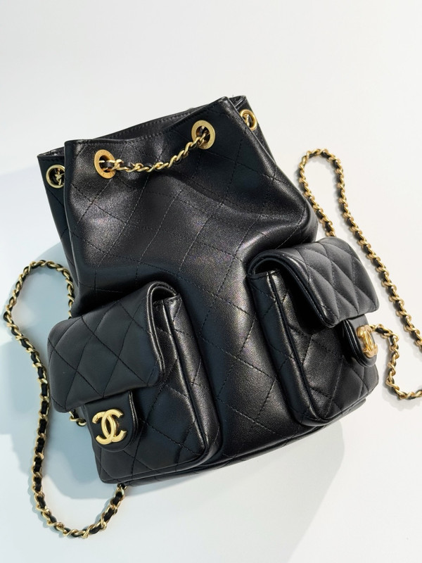 Chanel CRUISE 2024/25 BACKPACK Shiny Lambskin & Gold-Tone Metal