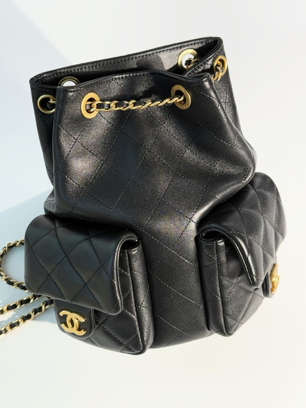 Chanel CRUISE 2024/25 BACKPACK Shiny Lambskin & Gold-Tone Metal