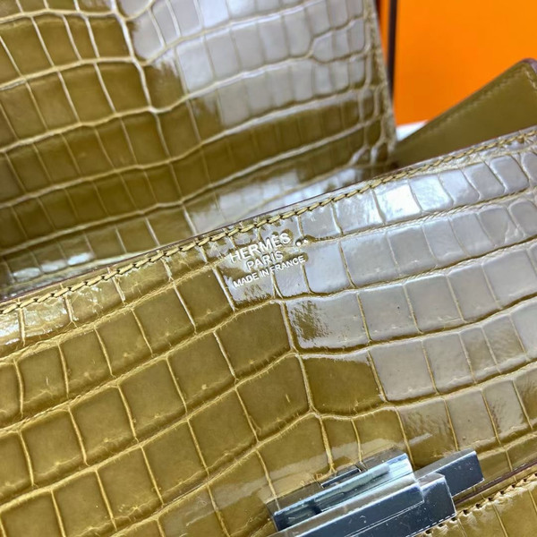 Hermès Shiny Belge Sable Niloticus Mississippiensis Cinhetic Box Bag