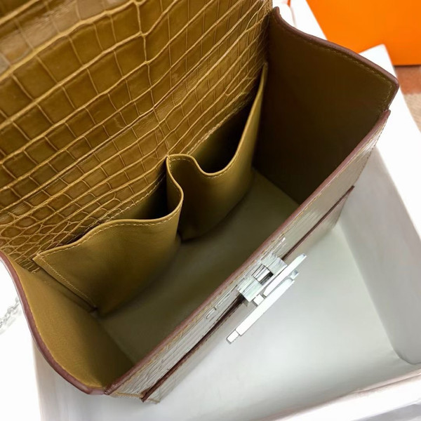 Hermès Shiny Belge Sable Niloticus Mississippiensis Cinhetic Box Bag