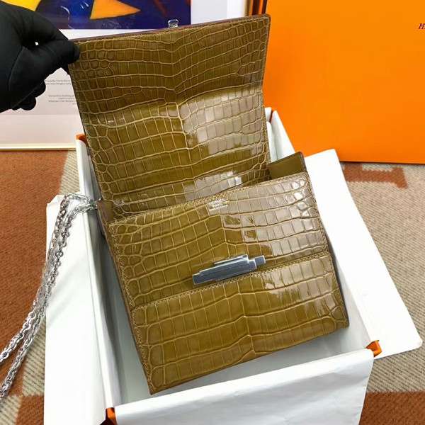 Hermès Shiny Belge Sable Niloticus Mississippiensis Cinhetic Box Bag