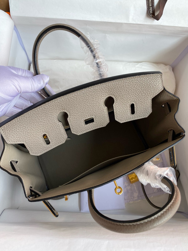 Hermes Gris Asphalt Birkin 25 cm Togo Gold Hardware