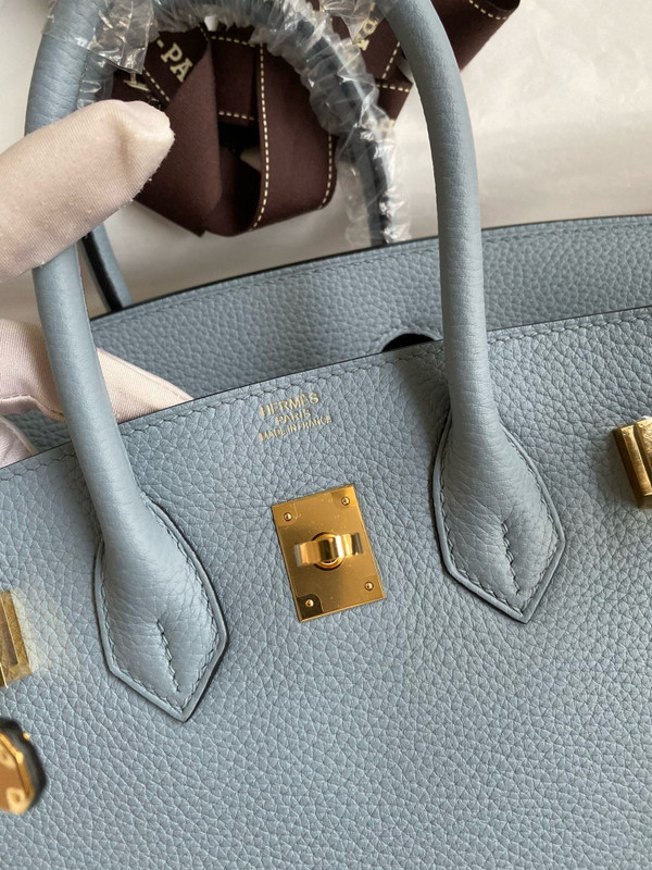 Hermes Blue Lin Birkin 25 cm Togo Gold Hardware