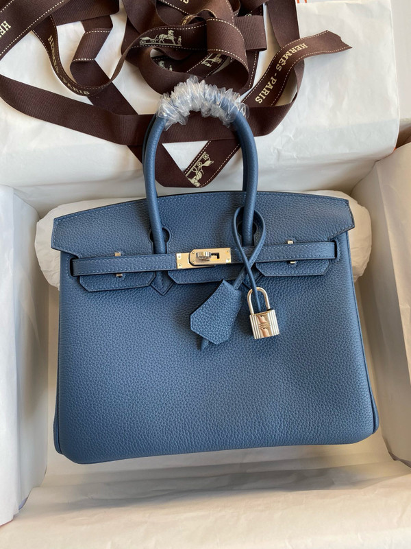 Hermes Blue Agate Birkin 25 cm Togo Palladium Hardware