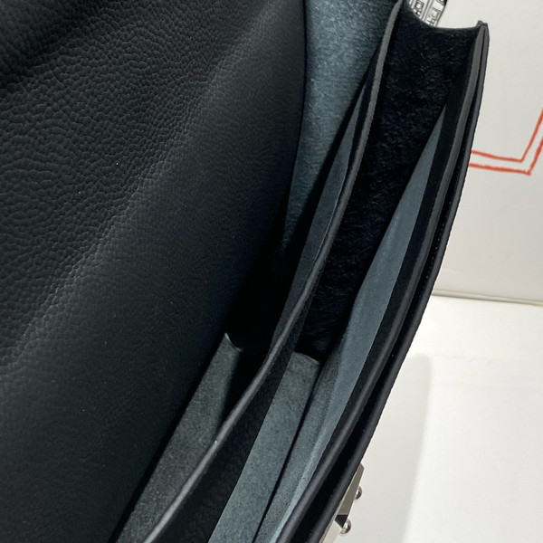 HERMES 38cm Black Togo Leather Palladium Plated Sac A Depeches Briefcase Bag
