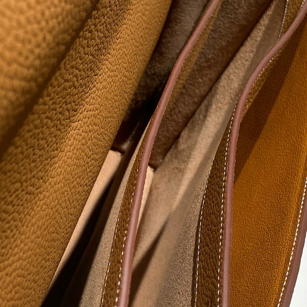 HERMES 38cm Gold Togo Leather Palladium Plated Sac A Depeches Briefcase Bag