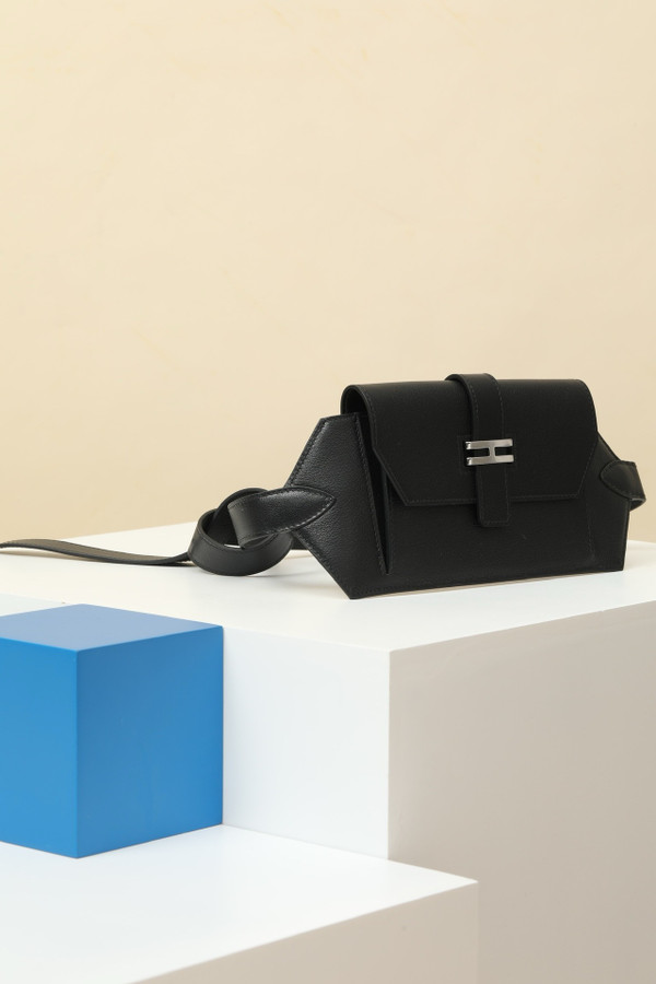 Hermès Elan Pocket Belt 24 Black Swift Palladium Hardware