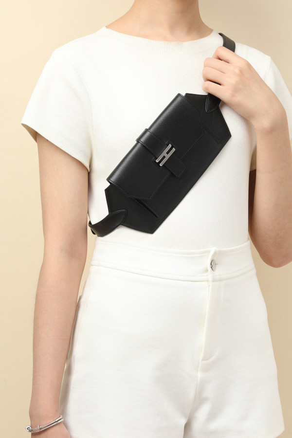 Hermès Elan Pocket Belt 24 Black Swift Palladium Hardware