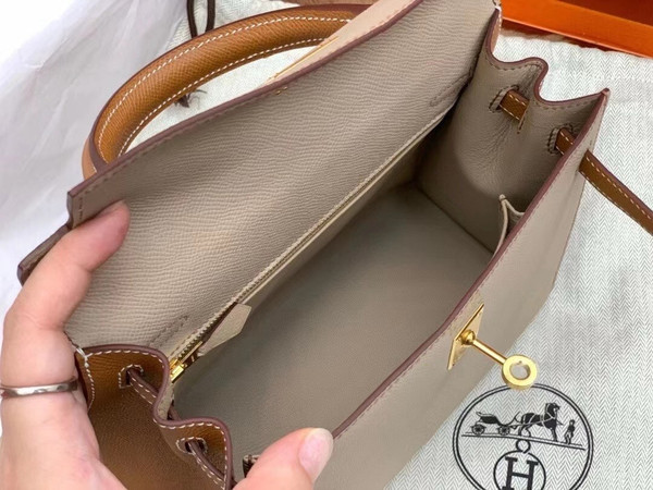 Hermes Special Order Horseshoe Gold/Trench Kelly 25 cm Epsom Gold Hardware