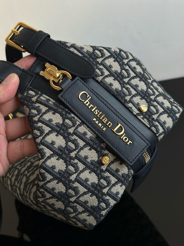 Christian Dior Medium D-Journey Bag Blue Dior Oblique Jacquard