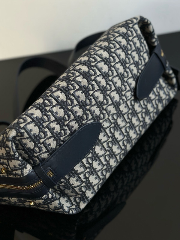 Christian Dior Medium D-Journey Bag Blue Dior Oblique Jacquard