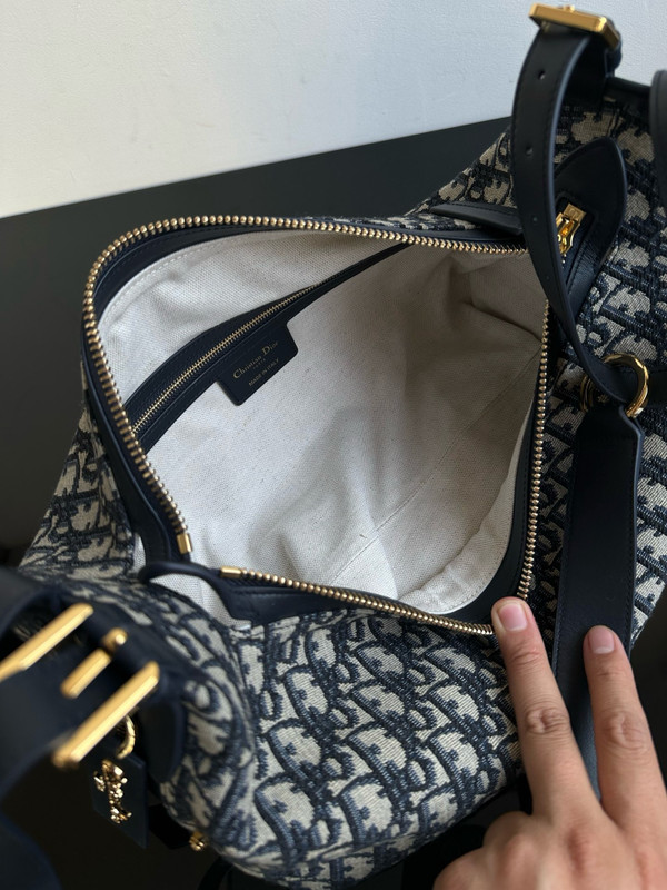 Christian Dior Medium D-Journey Bag Blue Dior Oblique Jacquard