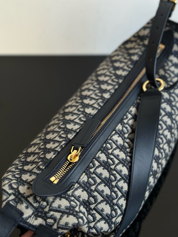 Christian Dior Medium D-Journey Bag Blue Dior Oblique Jacquard