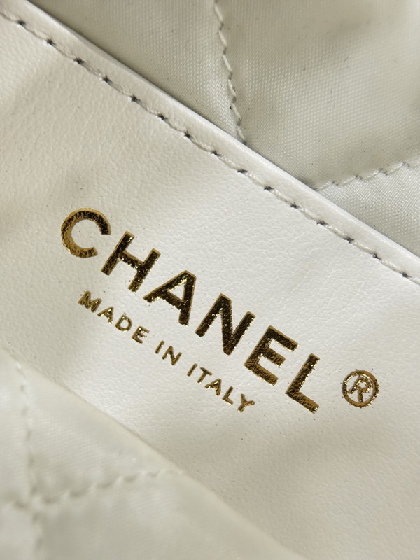 CHANEL 22 MINI HANDBAG   Shiny Calfskin & Gold-Tone Metal  White