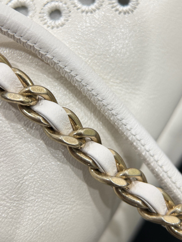 CHANEL 22 MINI HANDBAG   Shiny Calfskin & Gold-Tone Metal  White