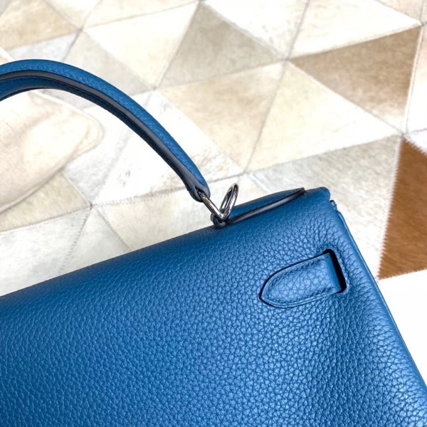 Hermès Blue Izmir Kelly 25  Togo Palladium Hardware