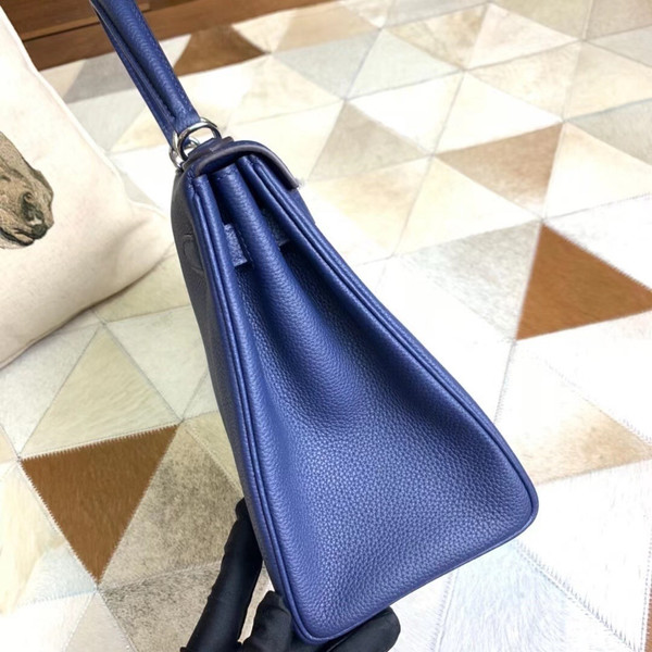 Hermès  Bleu Saphir Kelly 25  Togo Palladium Hardware