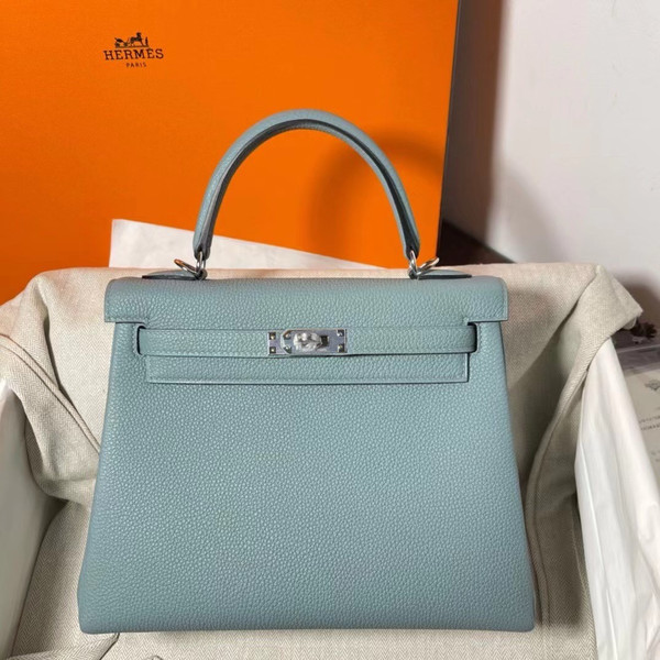 Hermès  Ciel Kelly 25  Togo Palladium Hardware
